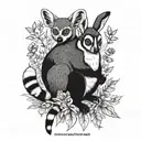 lemur and rabbit together  tattoo design idea