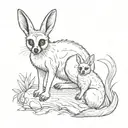 a lemur and a rabbit  tattoo design idea