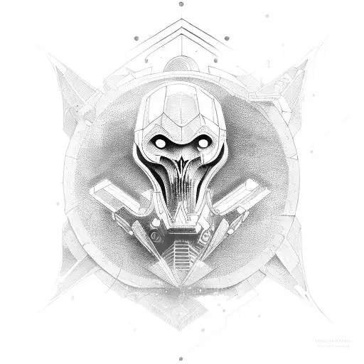 Mysterious extraterrestrial symbols hidden within architectural elements tattoo design idea