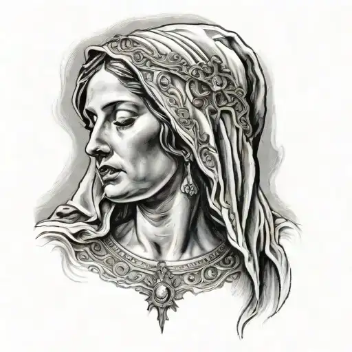 Virgin Mary crying woman tattoo design idea