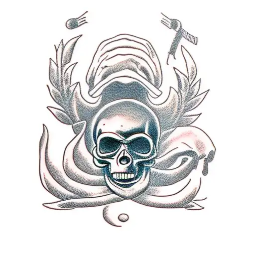 Monkey on skull tattoo design idea