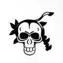 Monkey on skull tattoo design idea