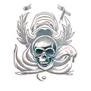 Monkey on skull tattoo design idea