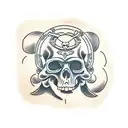 Monkey on skull tattoo design idea