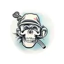 Monkey on skull tattoo design idea
