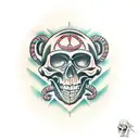 Monkey on skull tattoo design idea