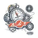 ""Create a small forearm tattoo featuring a speedometer with the name 'Anushree' integrated into the design." tattoo design idea