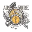 ""Create a small forearm tattoo featuring a speedometer with the name 'Anushree' integrated into the design." tattoo design idea