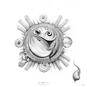 deep sea fish and shells tattoo design idea