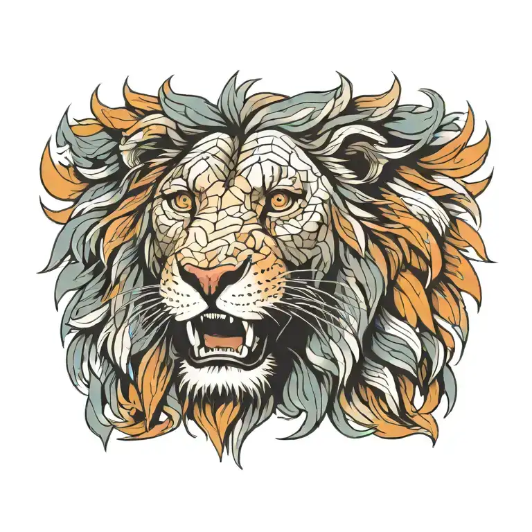 lion showing teeth tattoo design idea