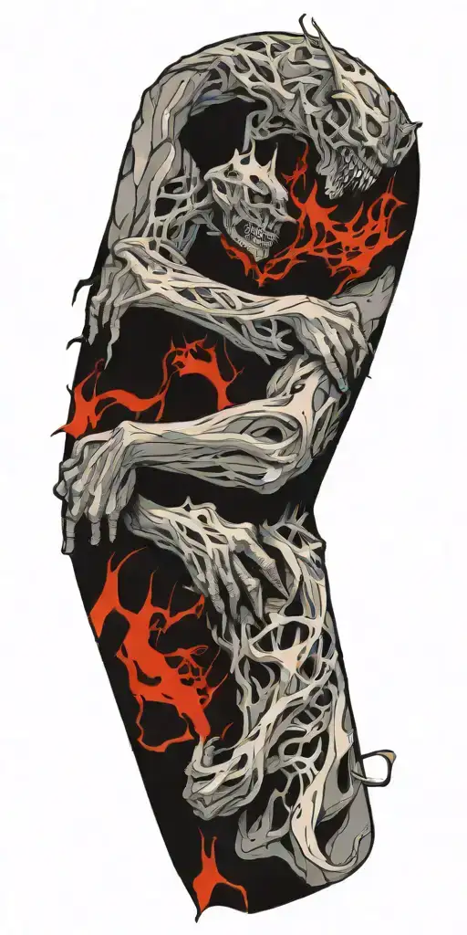 demons ripping out of SHREDDED Skin tattoo design idea