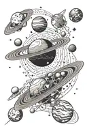 outerspace galaxies planets tattoo design idea