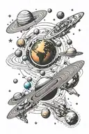 outerspace galaxies planets tattoo design idea