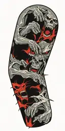 demons ripping out of SHREDDED Skin tattoo design idea