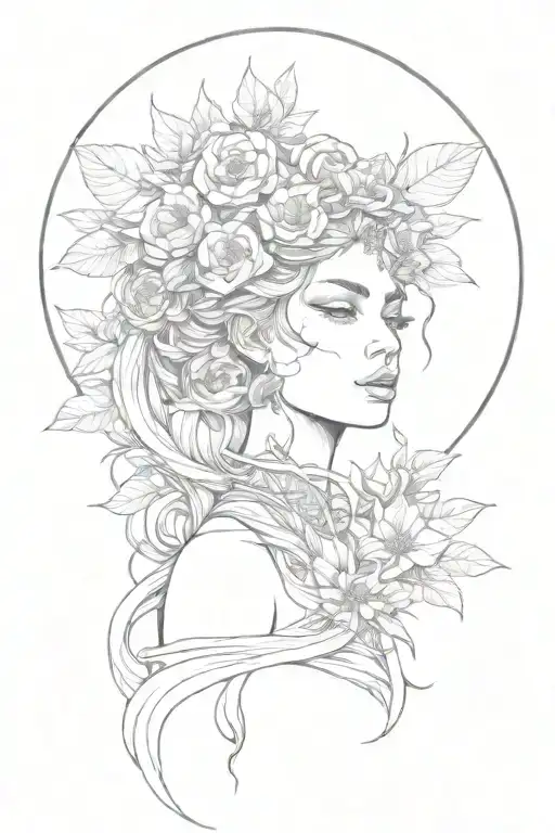 Gaia earth flowers goddess tattoo design idea