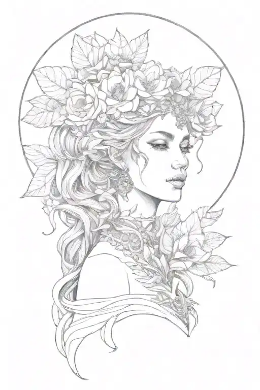 Gaia earth flowers goddess tattoo design idea