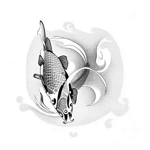 koi fish with topography lines for scales tattoo design idea