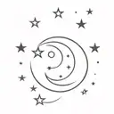 Script  of "दीपिकाः" with small stars and crescent moon tattoo design idea