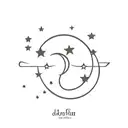 Script  of "दीपिकाः" with small stars and crescent moon tattoo design idea