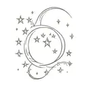 Script  of "दीपिकाः" with small stars and crescent moon tattoo design idea