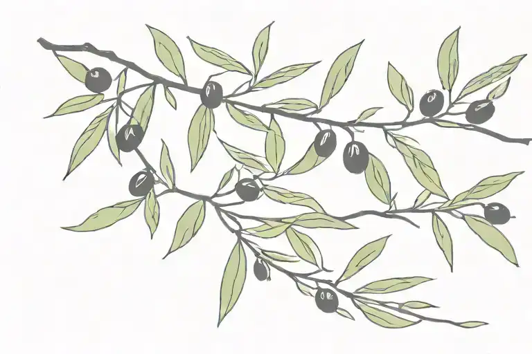 Olive Branch around the forearm with a few black olives tattoo design idea