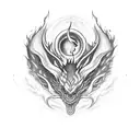 Flickering flames increasing in intensity until they meet with a red ouroboros tattoo design idea