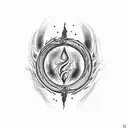 Flickering flames increasing in intensity until they meet with a red ouroboros tattoo design idea