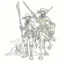 A mashup of Don Quixote and a zombie, showing the clash of two iconic characters in a unique way tattoo design idea