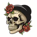 skull and roses tattoo design idea