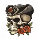 skull and roses tattoo design idea