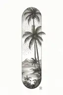 tropical island tattoo design idea