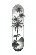 tropical island tattoo design idea