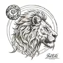 lion head with scars. Quote "In valor there is hope" tattoo design idea