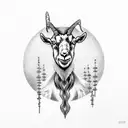 goat with a trophy tattoo design idea