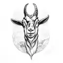 goat with a trophy tattoo design idea