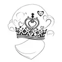 a crown underneath that The letter K underneath that a heart tattoo design idea