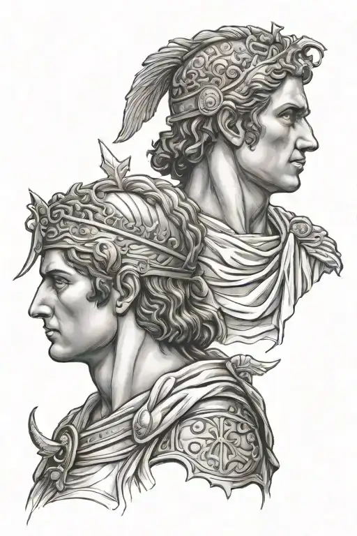 Alexander the Great and Julius Caesar tattoo design idea