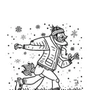 running guy waering green in a winter plant background with a nigh sky that falls and falls but does not give up  tattoo design idea