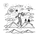 running guy waering green in a winter plant background with a nigh sky that falls and falls but does not give up  tattoo design idea