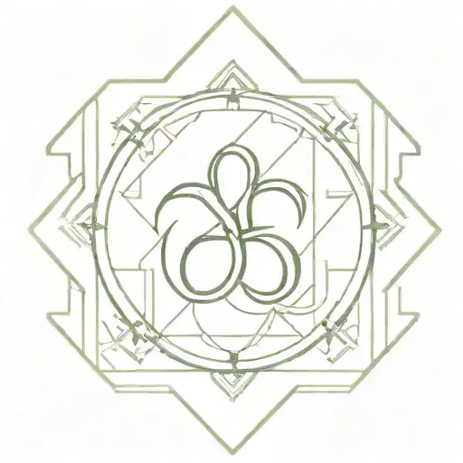 A geometric pattern incorporating the number 8 and money symbols, symbolizing prosperity and abundance tattoo design idea