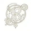 A geometric pattern incorporating the number 8 and money symbols, symbolizing prosperity and abundance tattoo design idea