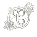 A geometric pattern incorporating the number 8 and money symbols, symbolizing prosperity and abundance tattoo design idea