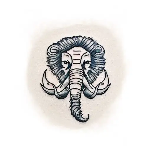 wooly mammoth face tattoo design idea