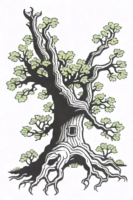 oak tree tattoo design idea