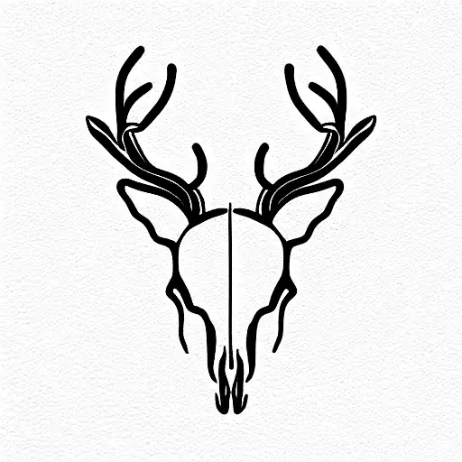deer skull with vines tattoo design idea
