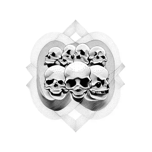 3 Skulls cracking open connected by tail tattoo design idea