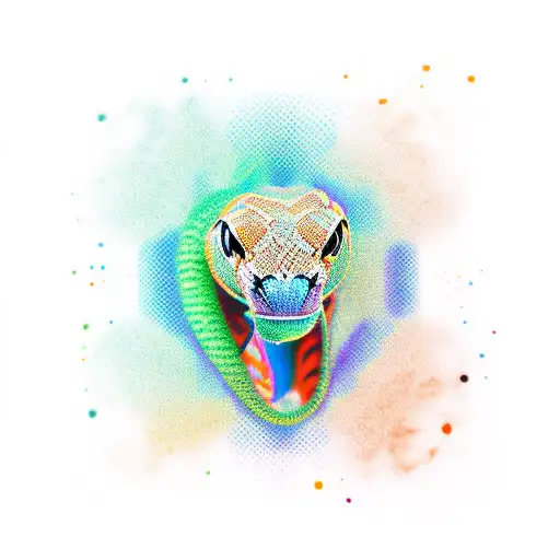 milk snake orange green blue tattoo design idea