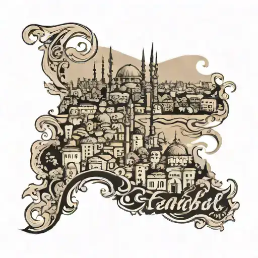 istanbul skyline tattoo design idea