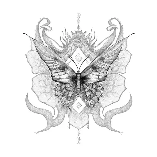 purple Butterfly with a dragon companion tattoo design idea