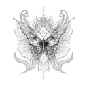 purple Butterfly with a dragon companion tattoo design idea